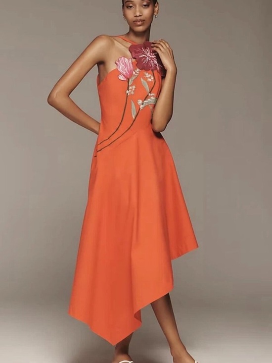 Anthropologie Dresses & Skirts - New Yukiko Noritake x Anthropologie Asymmetric Floral Midi Dress 0